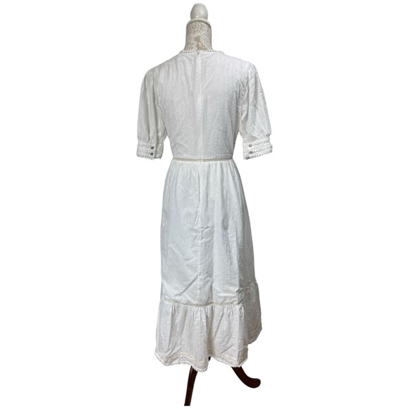 Revolve Tularosa Size Medium Lou Short Sleeve V Neck Midi Dress White Sundress - Picture 3 of 13